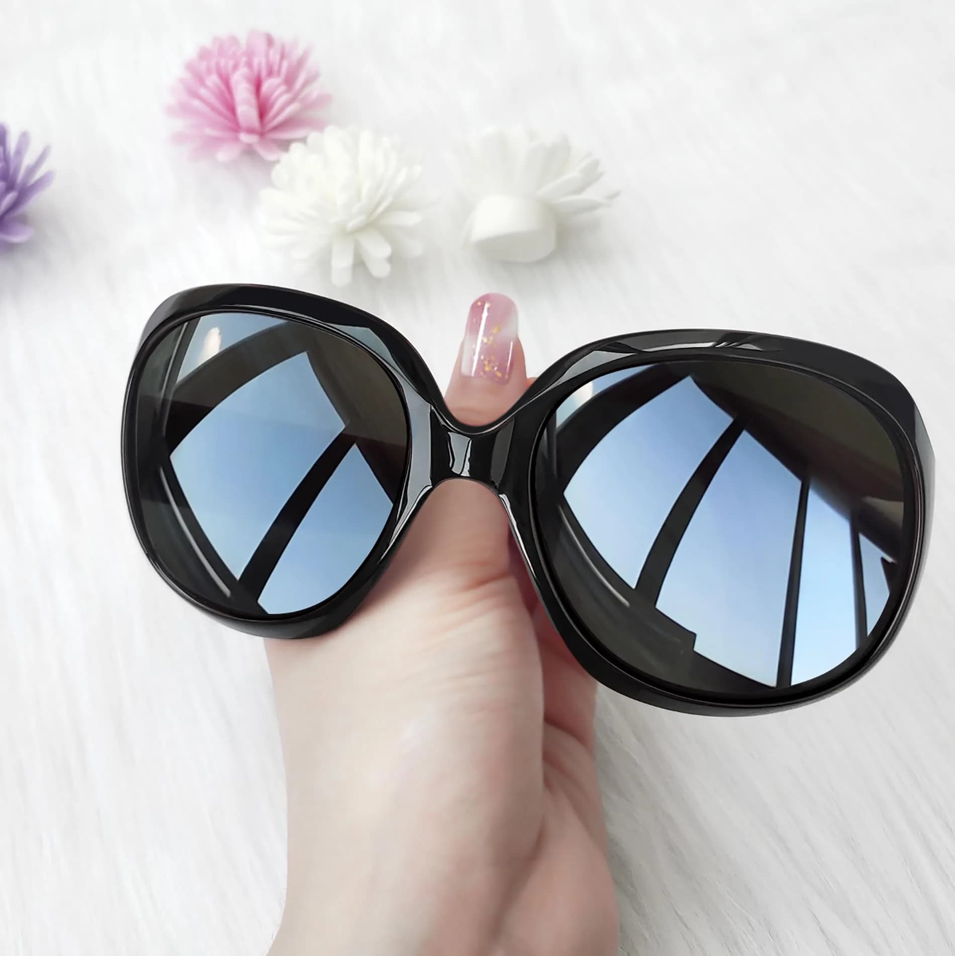 Joopin Oversized Butterfly Sunglasses for Women - Pitch Black/Grey Polarized UV400 Protection - view 3