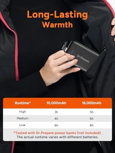 DR.PREPARE Women's Heated Vest Lightweight Heating Vest with 3 Heating Levels & 6 Heating Zones, Adjustable Size, Black (Battery Pack Not Included) thumbnail 7