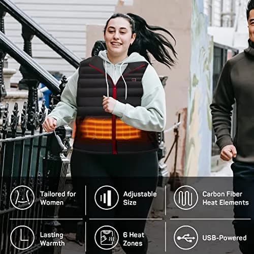 DR.PREPARE Women's Heated Vest Lightweight Heating Vest with 3 Heating Levels & 6 Heating Zones, Adjustable Size, Black (Battery Pack Not Included) thumbnail 9