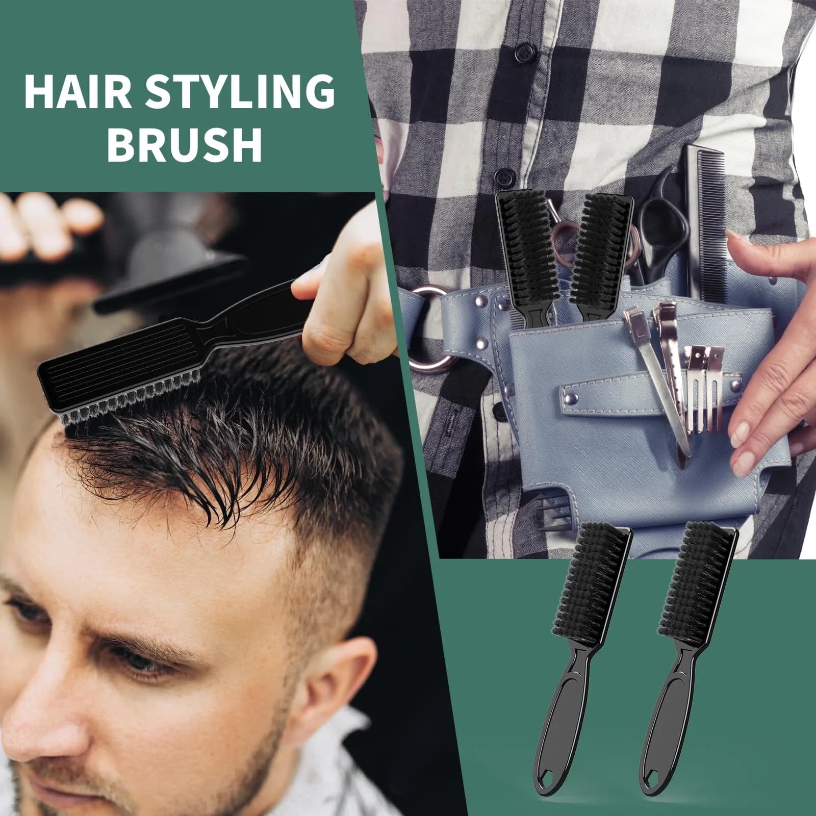 SQULIGT Black 6 Pcs Hair Brush Set | Nylon Bristle Barber Clipper Cleaning Brushes - view 4
