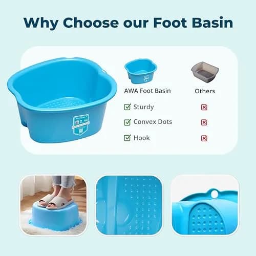 American Wellness Authority Extra Large Foot Soaking Tub | Durable Plastic Pedicure Basin for Relaxing Foot Baths (70-120c) thumbnail 6