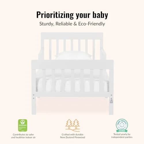 Dream On Me Finn Toddler Bed | GREENGUARD Gold, Pinewood, White, Low Floor Design thumbnail 4
