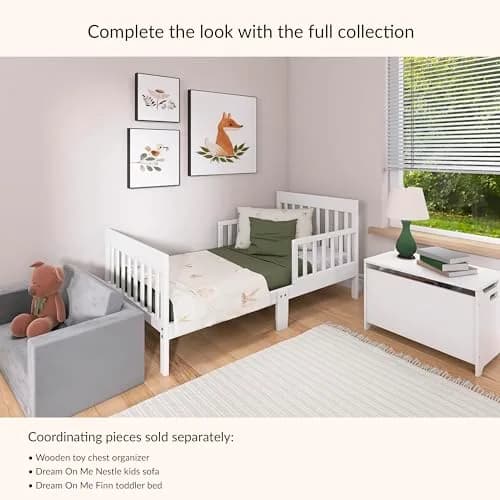 Dream On Me Finn Toddler Bed | GREENGUARD Gold, Pinewood, White, Low Floor Design thumbnail 6