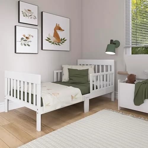 Dream On Me Finn Toddler Bed | GREENGUARD Gold, Pinewood, White, Low Floor Design thumbnail 2