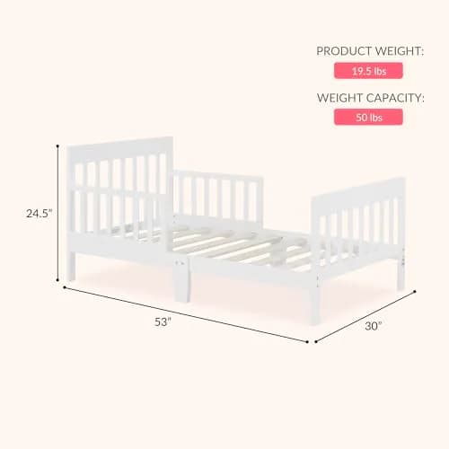 Dream On Me Finn Toddler Bed | GREENGUARD Gold, Pinewood, White, Low Floor Design thumbnail 3