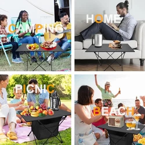 Audoyon Foldable Camping Side Table L Black | Ultralight Aluminum Roll-Up Table with Carry Bag & Storage for Picnic, Hiking, Beach (18x27x18 inches) thumbnail 4