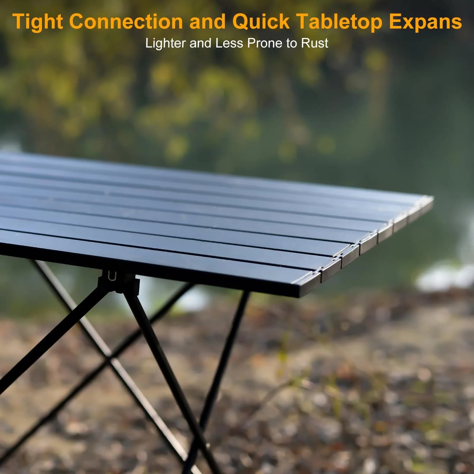 Audoyon Foldable Camping Side Table L Black | Ultralight Aluminum Roll-Up Table with Carry Bag & Storage for Picnic, Hiking, Beach (18x27x18 inches) - view 6