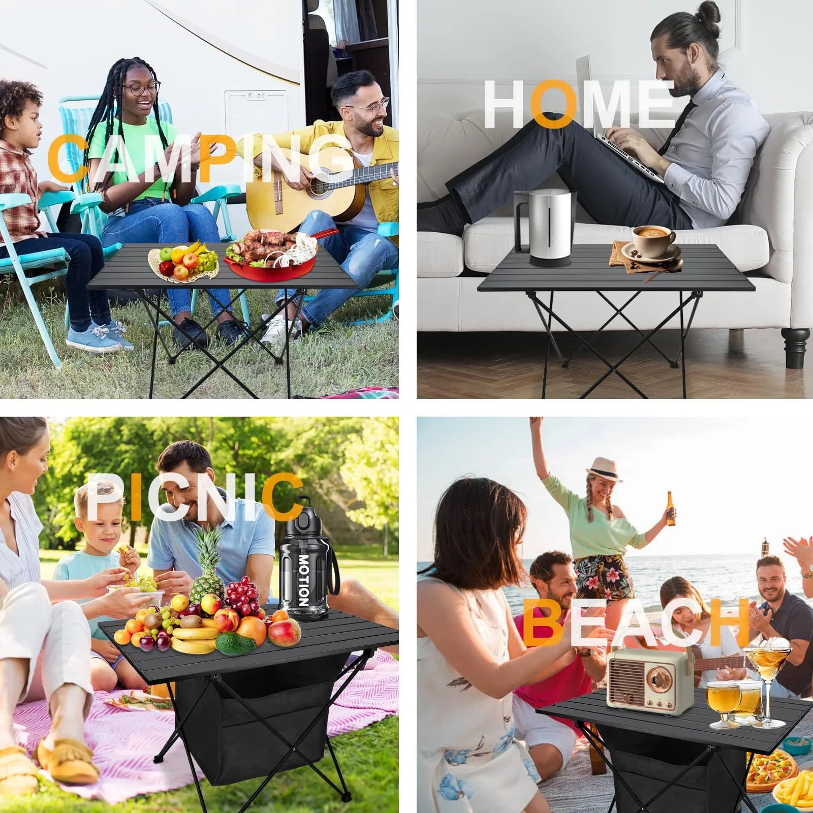 Audoyon Foldable Camping Side Table L Black | Ultralight Aluminum Roll-Up Table with Carry Bag & Storage for Picnic, Hiking, Beach (18x27x18 inches) - view 4