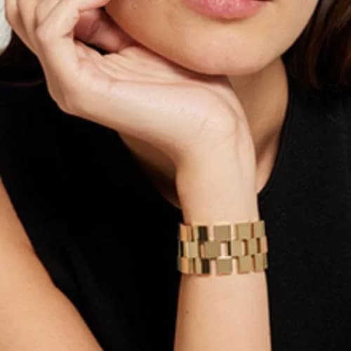 Calvin Klein Jewelry Women's Link Bracelet Gold Plated | Sculpted Grid Pattern, 24mm Inner Circumference thumbnail 4