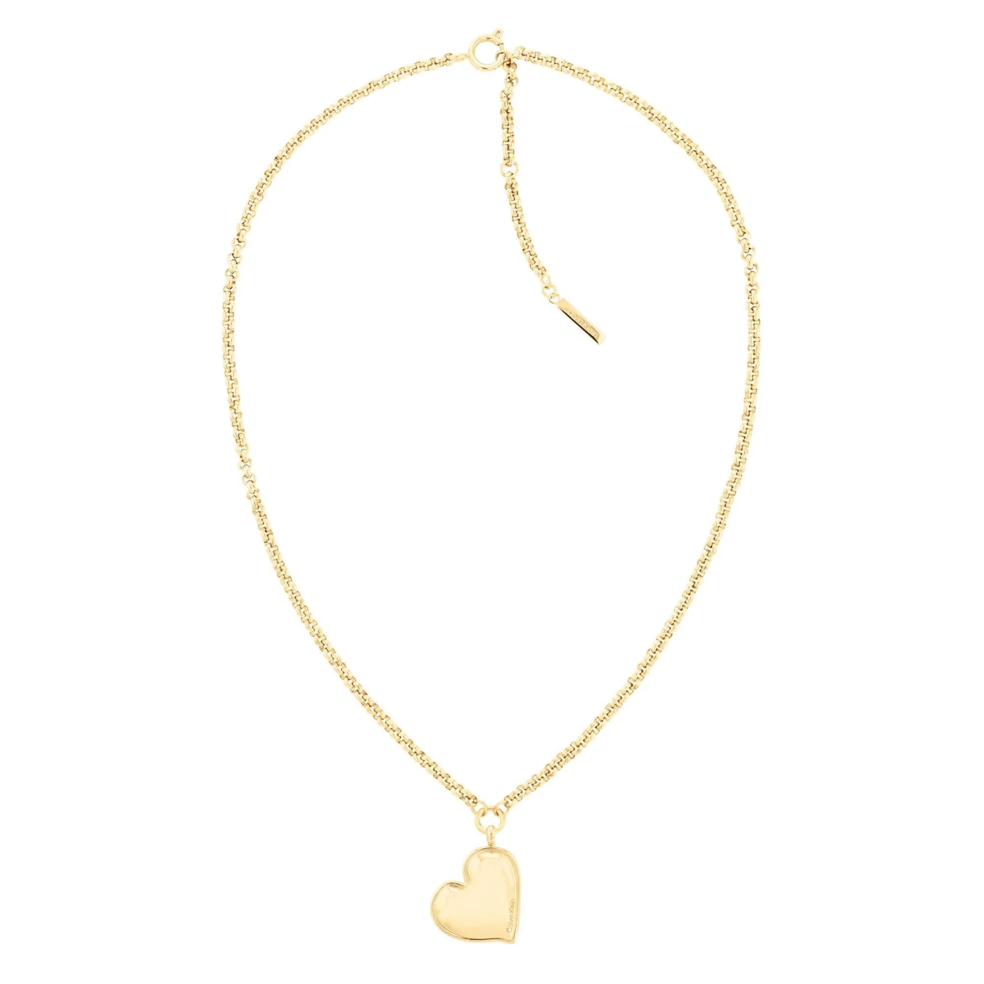 Calvin Klein Women's Alluring Ionic Plated Gold Steel Pendant Necklace | Heart Charm, 16" + 2" Extender