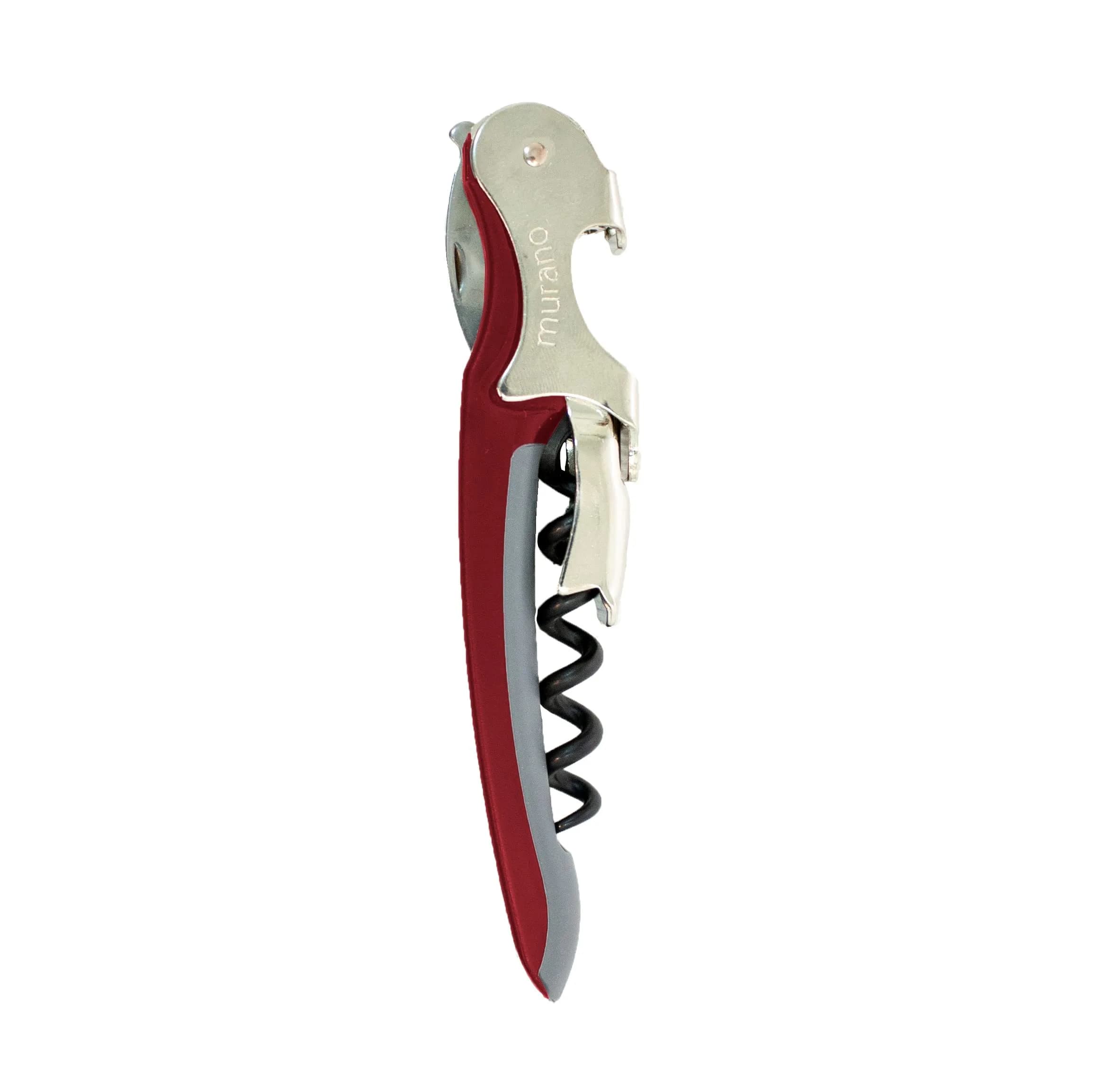 Franmara Soft-Touch Murano Two-Step Waiter Corkscrew with Nonstick Spiral (Burgundy) | Professional Wine Opener — Burgundy