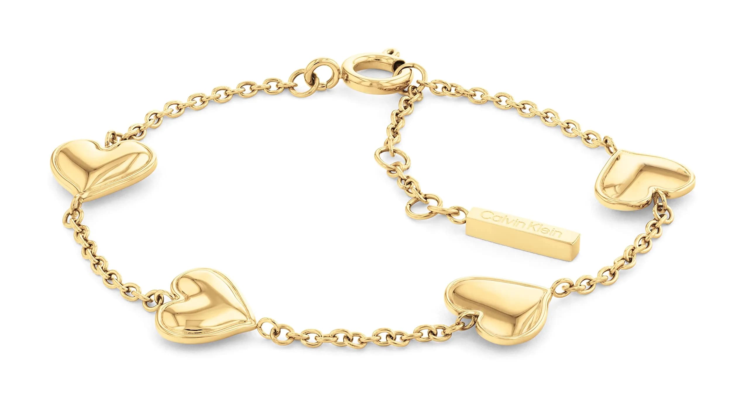 Calvin Klein Alluring Ionic Plated Gold Steel Chain Bracelet | Heart Design, One Size