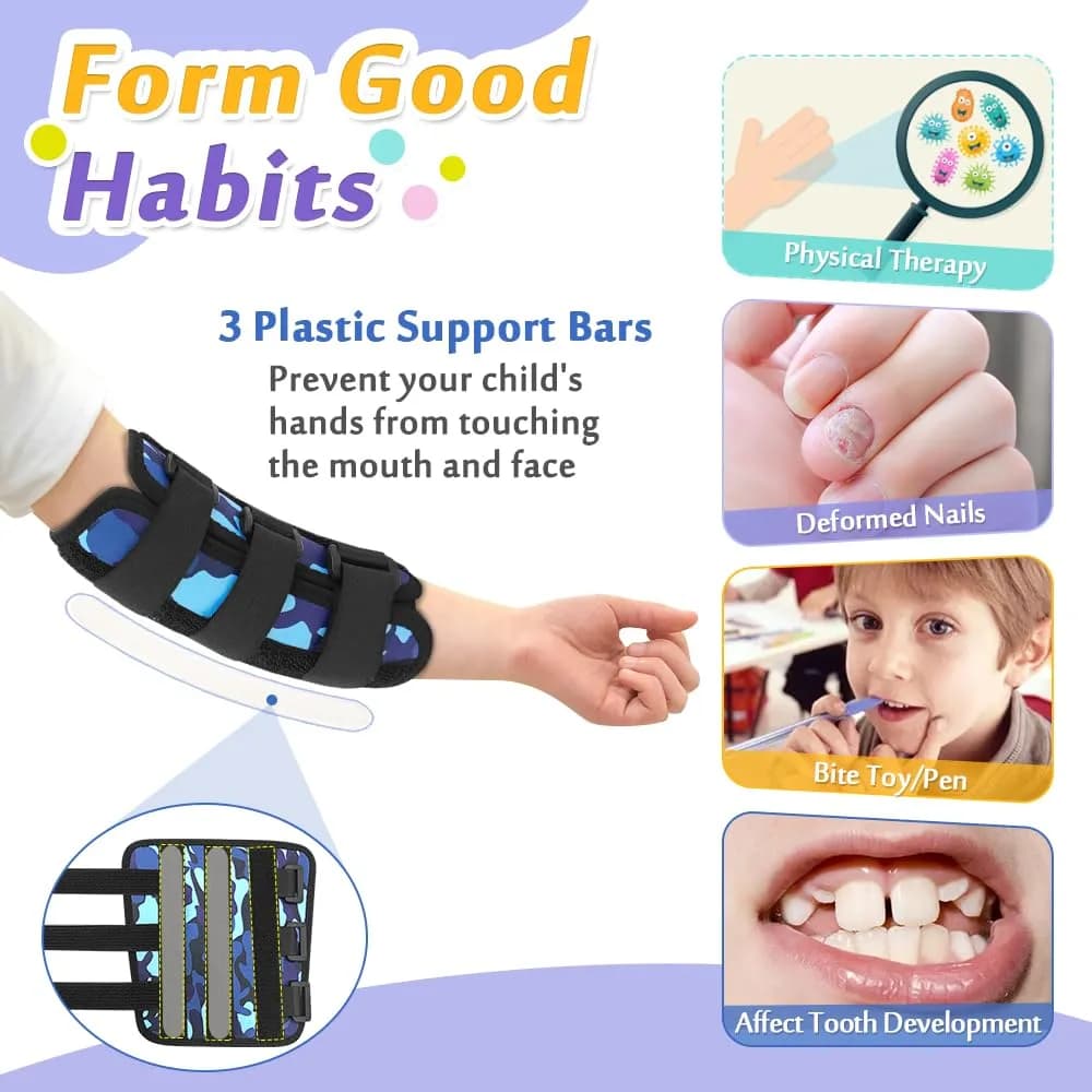 Mybow Thumb Sucking Stop for Kids Elbow Brace - Camouflage Blue (1 PCS) - view 3