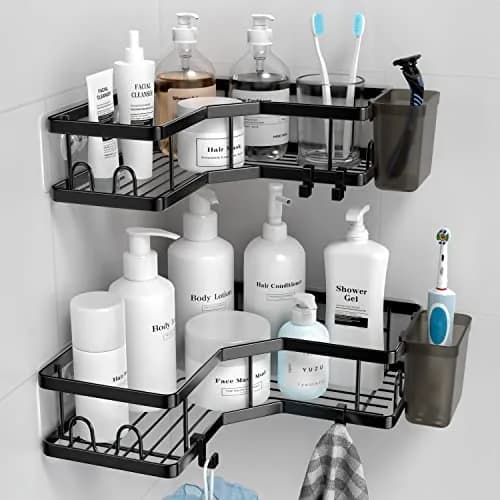 AKTECKE Corner Shower Caddy 2 Pack | No Drilling Stainless Steel Bathroom Organizer (9.6"×9.6"×2.6") thumbnail 1