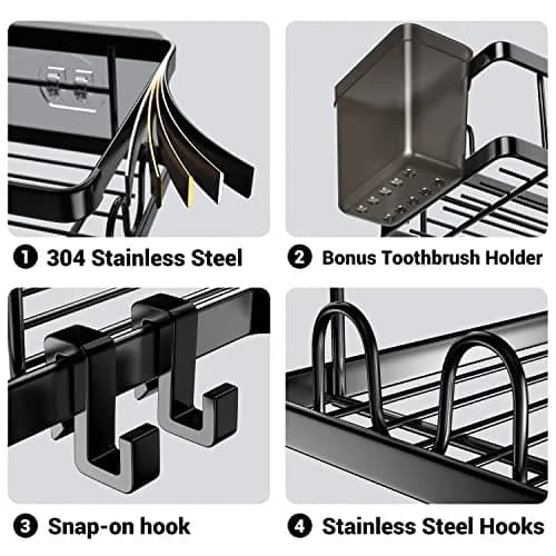 AKTECKE Corner Shower Caddy 2 Pack | No Drilling Stainless Steel Bathroom Organizer (9.6"×9.6"×2.6") thumbnail 4