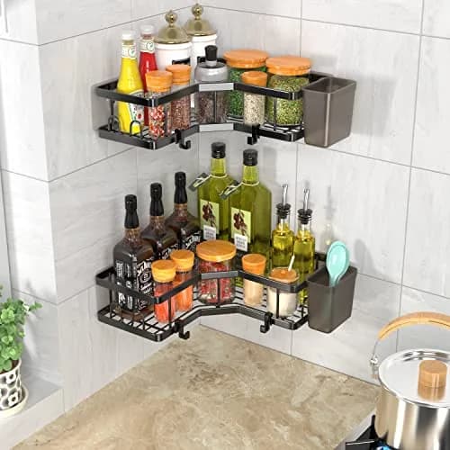 AKTECKE Corner Shower Caddy 2 Pack | No Drilling Stainless Steel Bathroom Organizer (9.6"×9.6"×2.6") thumbnail 7