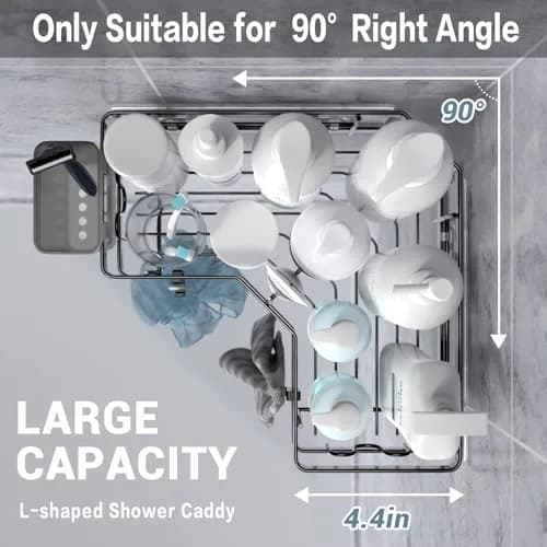 AKTECKE Corner Shower Caddy 2 Pack | No Drilling Stainless Steel Bathroom Organizer (9.6"×9.6"×2.6") thumbnail 3