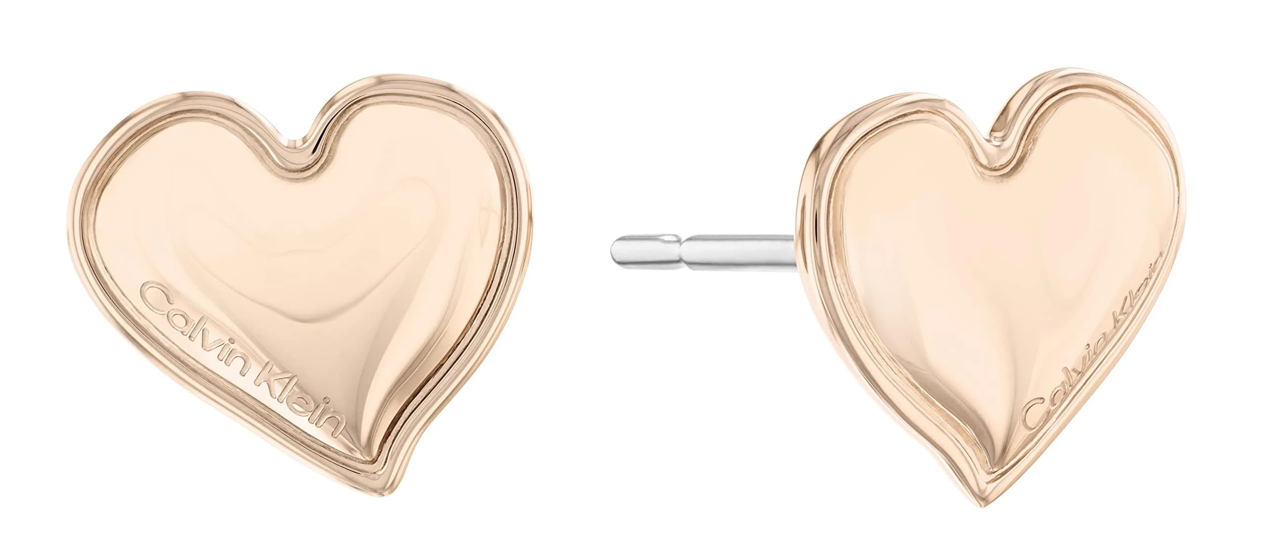 Calvin Klein Women's Alluring Ionic Plated Carnation Gold Steel Stud Earring | Heart Design, Hypoallergenic, 11.1mm Inner Circumference