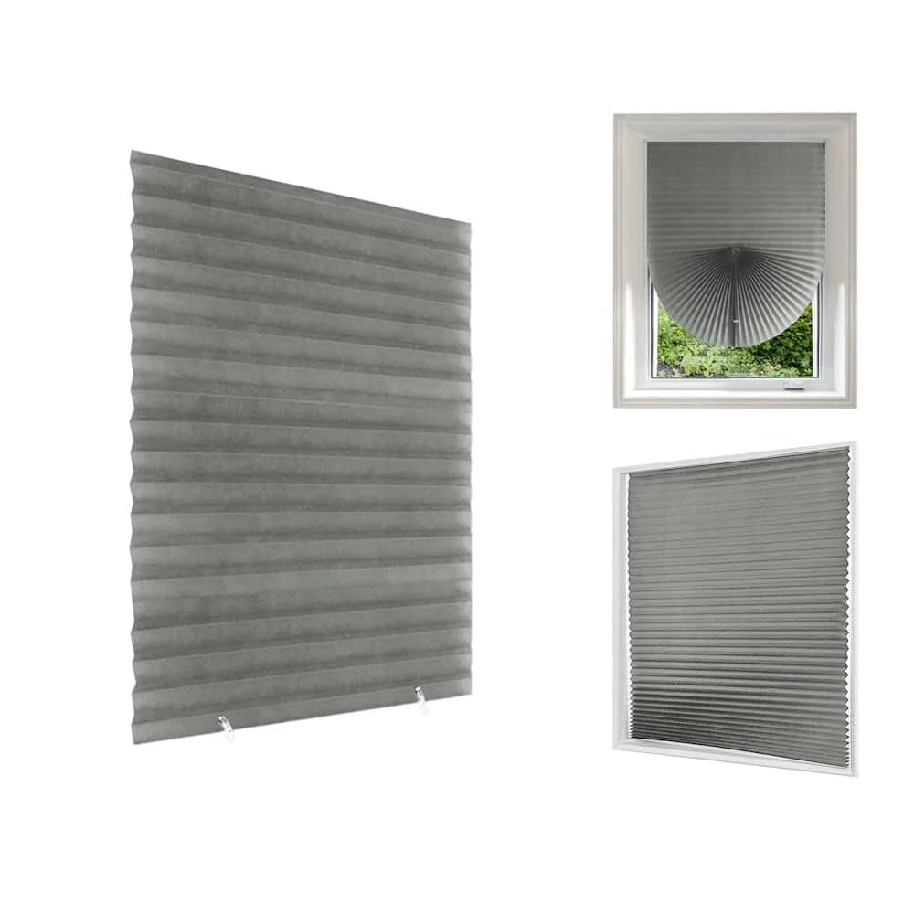 Jlong Cordless Blackout Blinds No Drill Temporary Pleated Paper Shades 60cm (23.6"W x 59"H)
