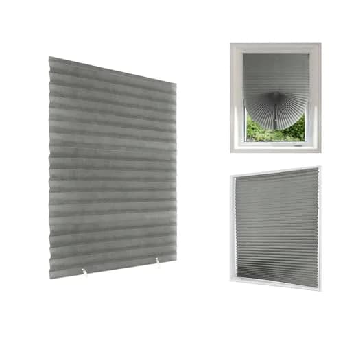 Jlong Cordless Blackout Blinds No Drill Temporary Pleated Paper Shades 60cm (23.6"W x 59"H) thumbnail 1
