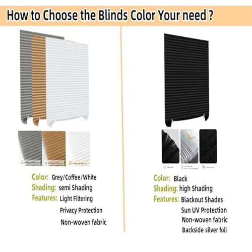 Jlong Cordless No-Drill Paper Pleated Window Shades 71"H x 35.4"W (180cm x 90cm) | Light Filtering & UV Protection thumbnail 5