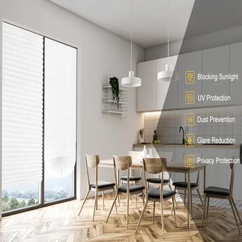 Jlong Cordless No-Drill Paper Pleated Window Shades 71"H x 35.4"W (180cm x 90cm) | Light Filtering & UV Protection thumbnail 6