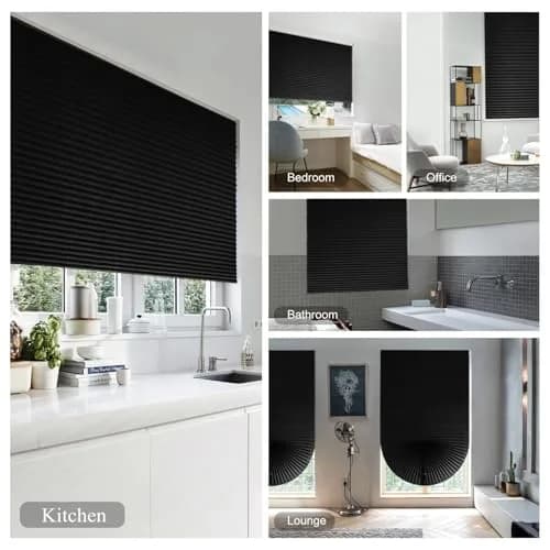 Jlong Cordless Blackout Window Shades 23.6"W x 59"H | Easy No Drill Installation for Bedroom & Kitchen thumbnail 3
