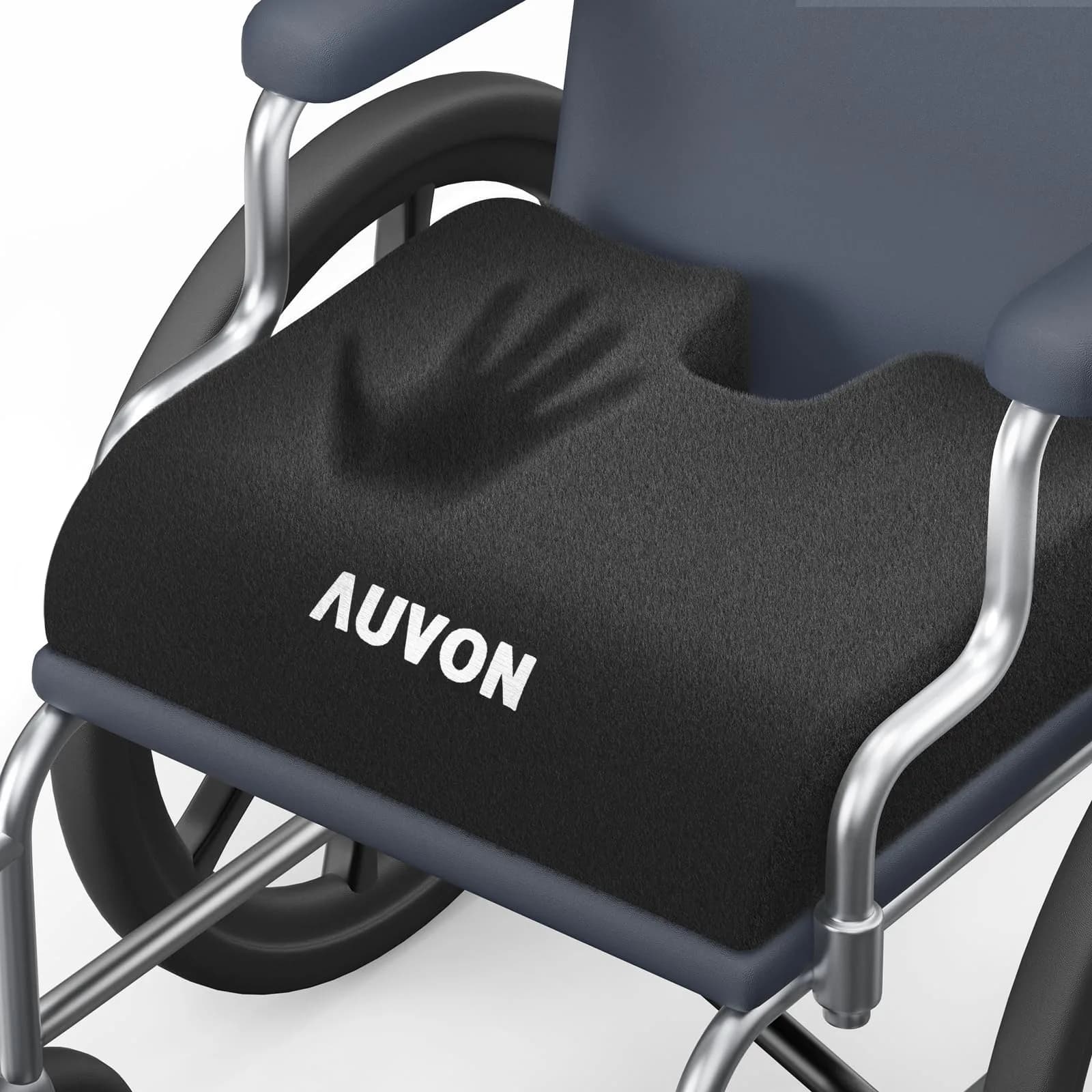 AUVON Memory Foam Wheelchair Seat Cushion 18"x16"x3" for Sciatica & Back Support — Black