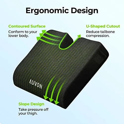 AUVON Memory Foam Wheelchair Seat Cushion 18"x16"x3" for Sciatica & Back Support thumbnail 4
