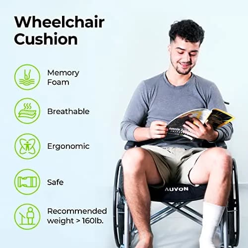 AUVON Memory Foam Wheelchair Seat Cushion 18"x16"x3" for Sciatica & Back Support thumbnail 3