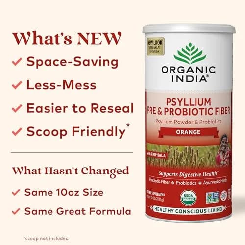 ORGANIC INDIA Psyllium Husk Powder, Orange Flavored, 10 Oz | Supports Digestion & Detox thumbnail 7