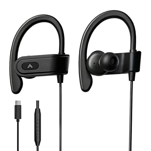 Avantree C171 USB-C Wired Earbuds with Microphone & Volume Controls | Sweatproof, Over Ear Hook, In-Ear Running Headphones thumbnail 1