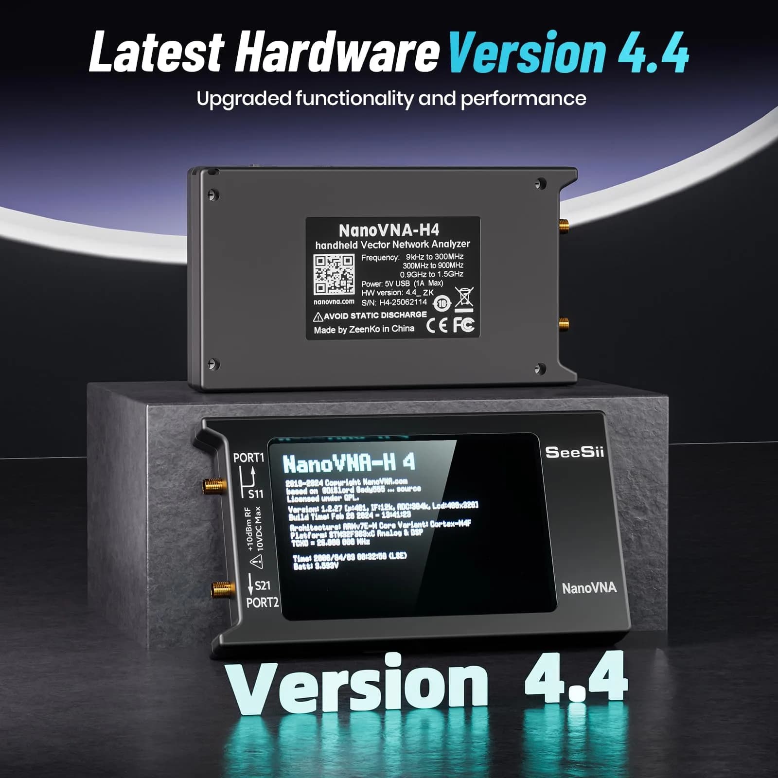 Seesii NanoVNA-H4 Vector Network Analyzer 1.5GHz 4" Touchscreen | Measures SWR, Phase, Smith Chart - view 2