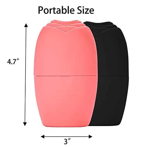 Evmliy Ice Roller for Face & Neck | 2-Pack Pink & Black Silicone Facial Massager for Puffiness Relief & Glow thumbnail 7