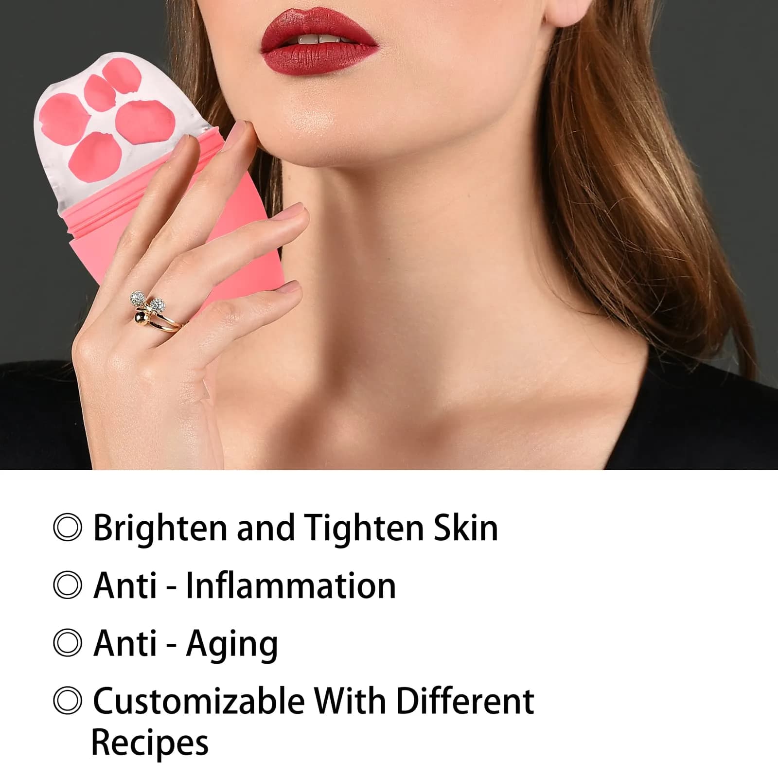 Evmliy Ice Roller for Face & Neck | 2-Pack Pink & Black Silicone Facial Massager for Puffiness Relief & Glow - view 2