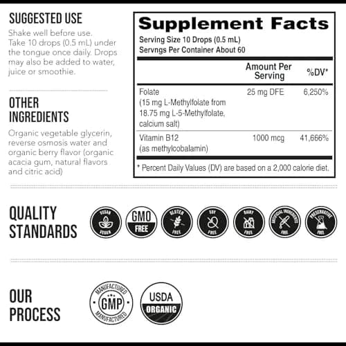 Triquetra Health L-Methylfolate 15mg Vitamin B9 & B12 Liquid 30ml (1 Fl Oz) | Active Folate for Mood & Cognition thumbnail 6