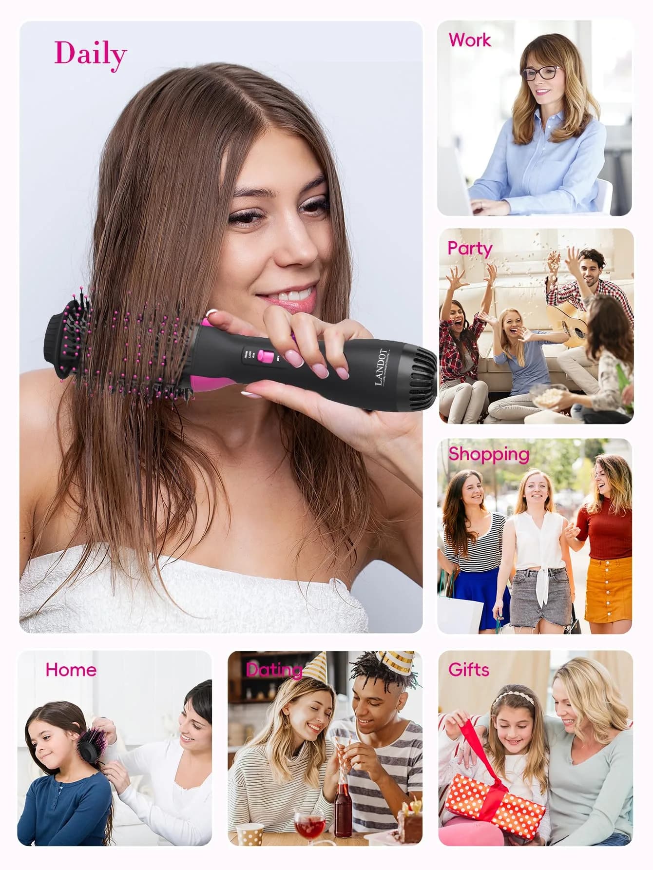 LANDOT Hot Air Brush 60mm Oval Barrel for Volumizing Smooth Blowouts | Ionic Anti-Frizz - view 8