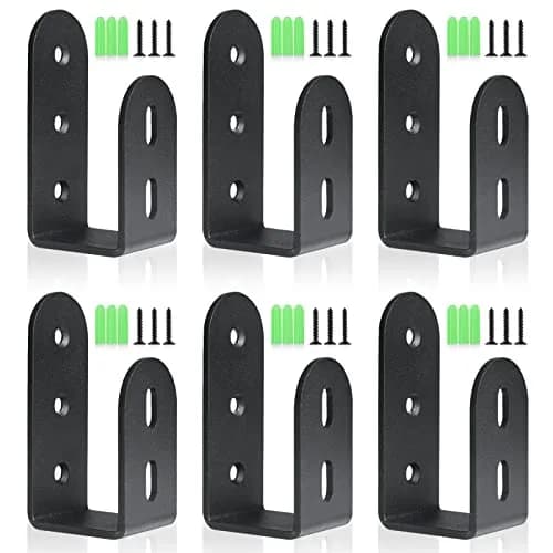 Riuog U Bracket Door Security Bar 6 Pack | Heavy Duty Steel Wall Mount for 2x4 Lumber thumbnail 1