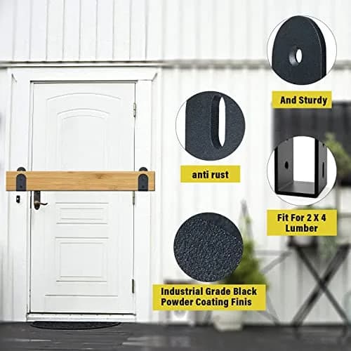 Riuog U Bracket Door Security Bar 6 Pack | Heavy Duty Steel Wall Mount for 2x4 Lumber thumbnail 4