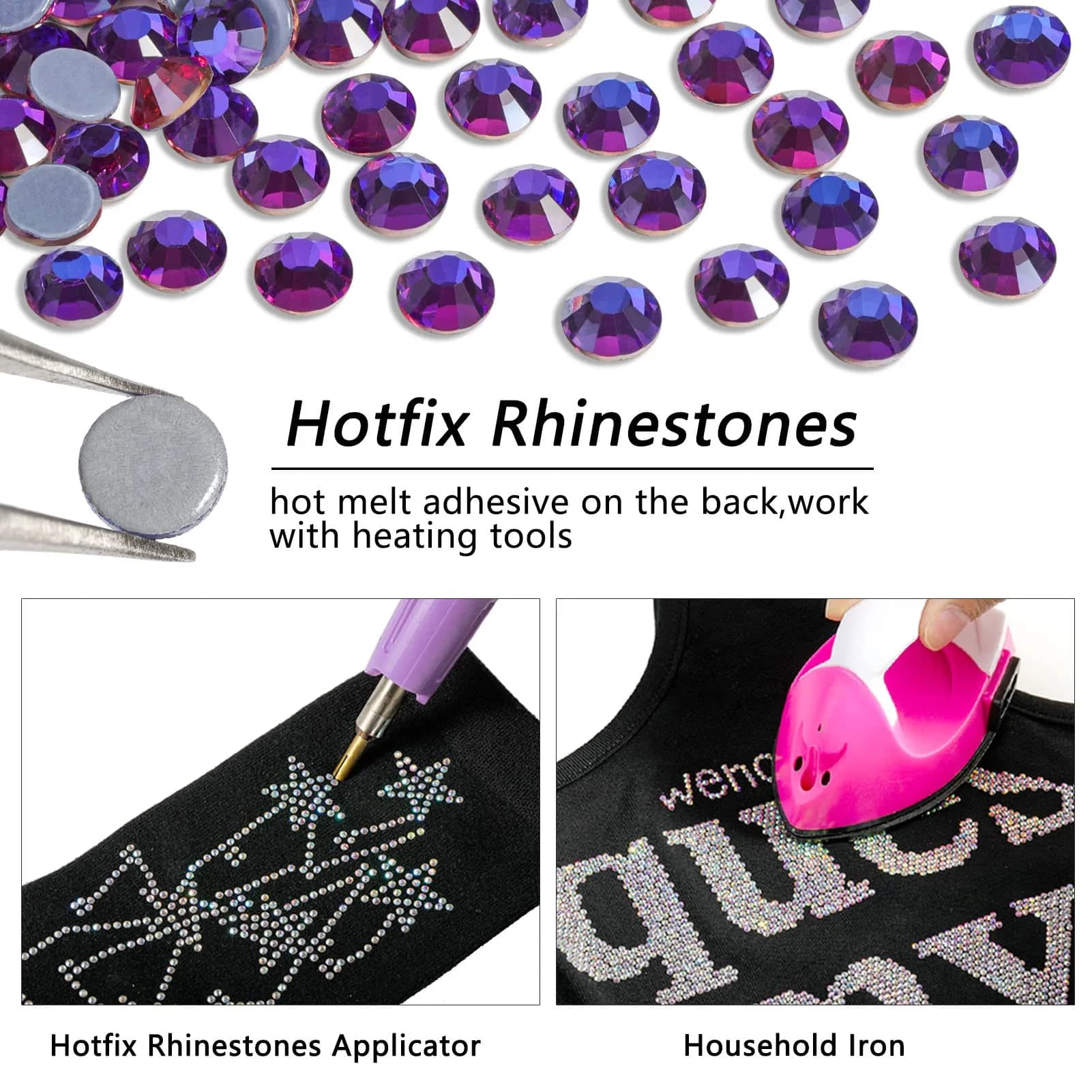 BEADSLAND Purple Velvet Hotfix Rhinestones SS16 (1440pcs, 3.8-4.0mm) | Bulk Glass Crystal Embellishments for Crafts - view 4
