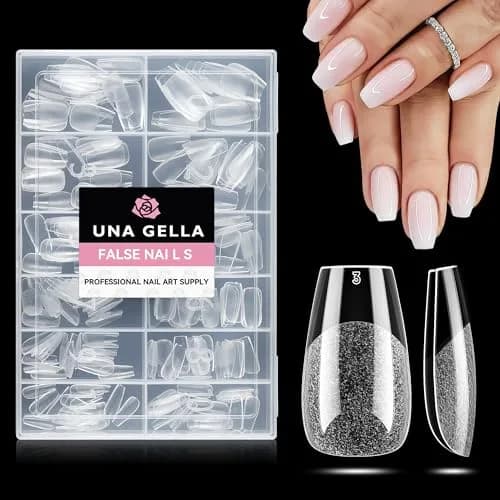 UNA GELLA Short Coffin Nail Tips 216pcs/12 Sizes | Soft Gel Tips for DIY Manicure thumbnail 1