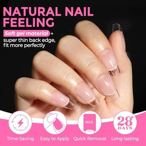 UNA GELLA Short Coffin Nail Tips 216pcs/12 Sizes | Soft Gel Tips for DIY Manicure thumbnail 4