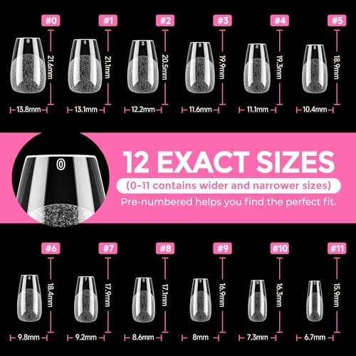 UNA GELLA Short Coffin Nail Tips 216pcs/12 Sizes | Soft Gel Tips for DIY Manicure thumbnail 8