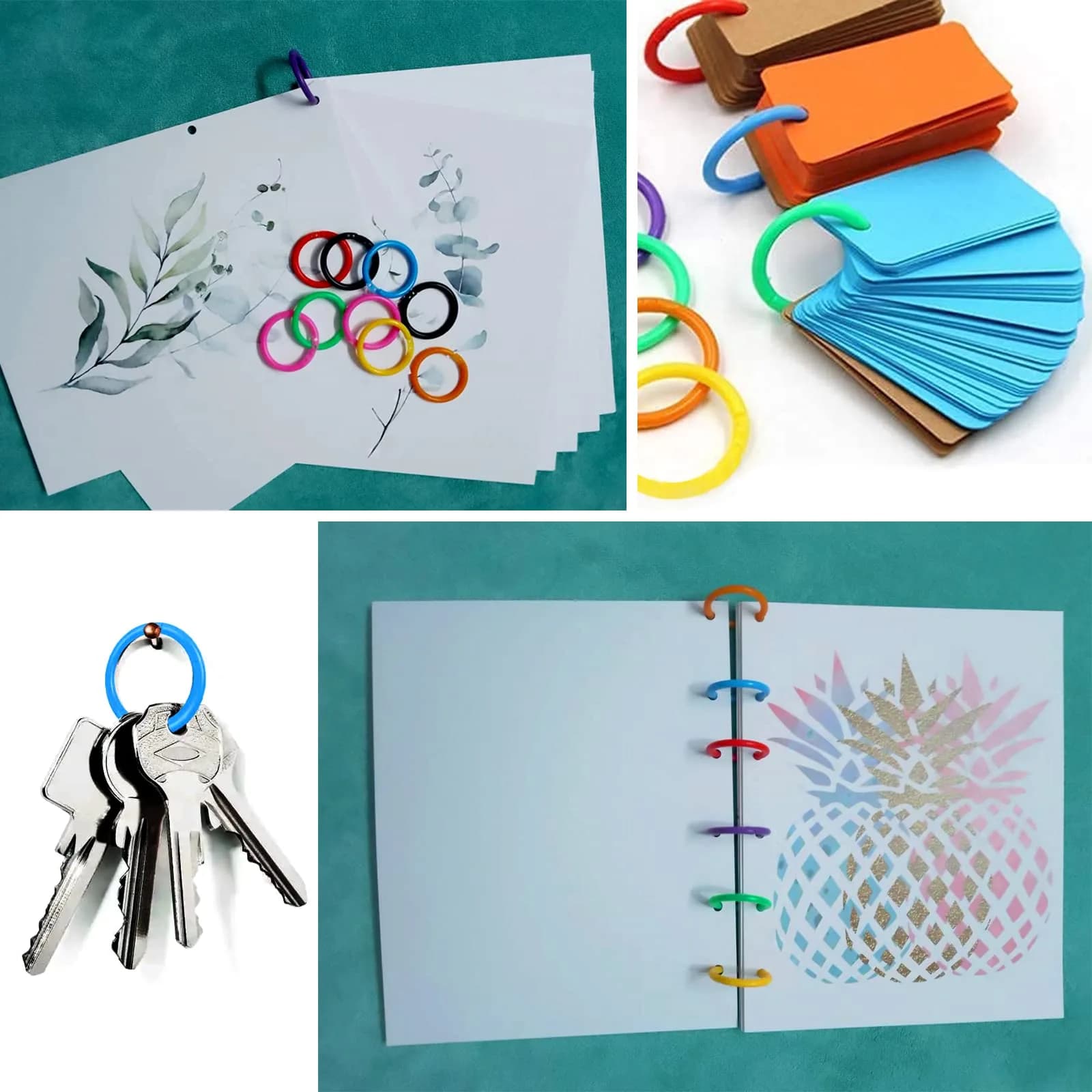 TYMXGHF 160 PCS Plastic Loose Leaf Binder Rings 28mm (1.1 inch) | Colorful Mixed DIY Keychain Ring Clips for Paper & Cards - view 6