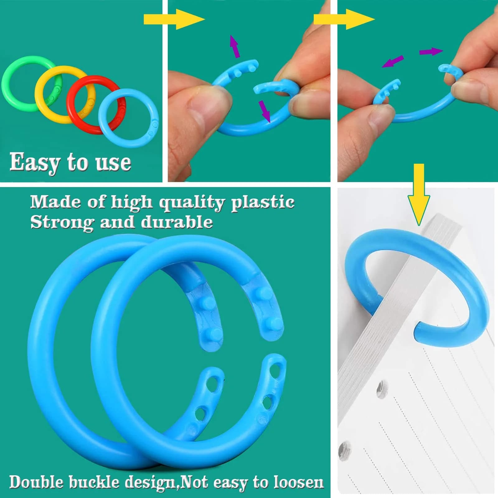 TYMXGHF 160 PCS Plastic Loose Leaf Binder Rings 28mm (1.1 inch) | Colorful Mixed DIY Keychain Ring Clips for Paper & Cards - view 3