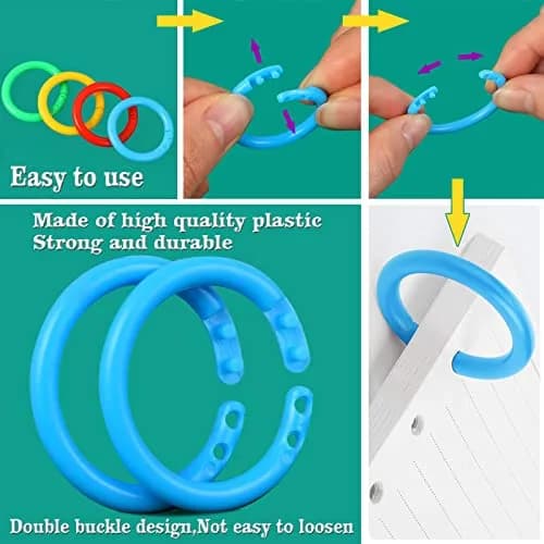 TYMXGHF 160 PCS Plastic Loose Leaf Binder Rings 28mm (1.1 inch) | Colorful Mixed DIY Keychain Ring Clips for Paper & Cards thumbnail 3