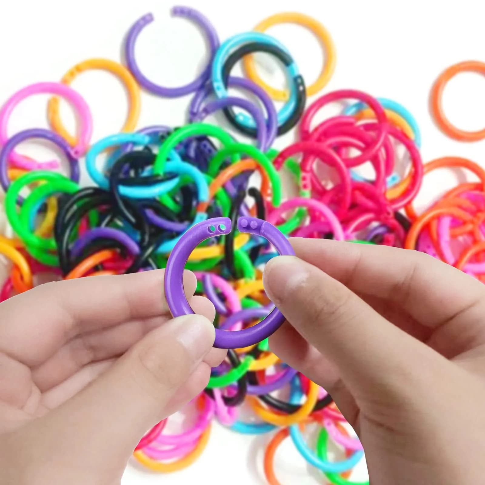 TYMXGHF 160 PCS Plastic Loose Leaf Binder Rings 28mm (1.1 inch) | Colorful Mixed DIY Keychain Ring Clips for Paper & Cards - view 4