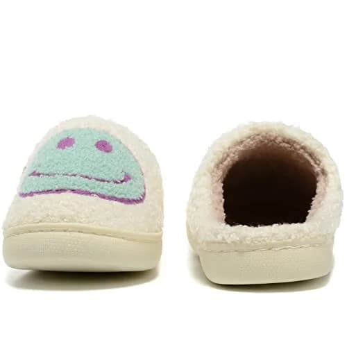 Kolege Smile Face Slippers for Women Men 6.5-7.5 Women/5-6 Men | Soft Plush, Non-Slip EVA Sole, Winter Comfort thumbnail 5