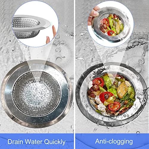 V-TOP Kitchen Drain Strainer Stopper 4 Pack | Universal 6 Inch Silicone Plug & 4.5 Inch Stainless Steel Basket Strainer thumbnail 6