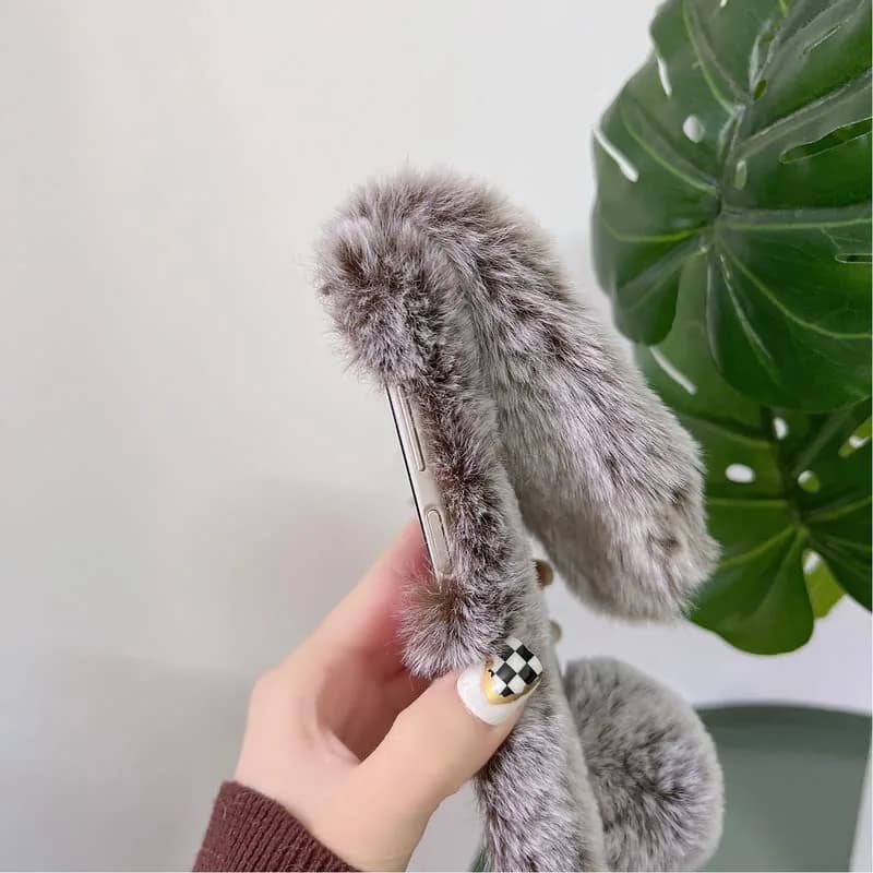 Omio Galaxy Z Flip 4 Faux Fur Plush Case | Pink Leopard Fluffy Back Cover thumbnail 11
